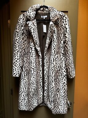 Stoosh Faux Fur Coat Leopard-Print NEW Large